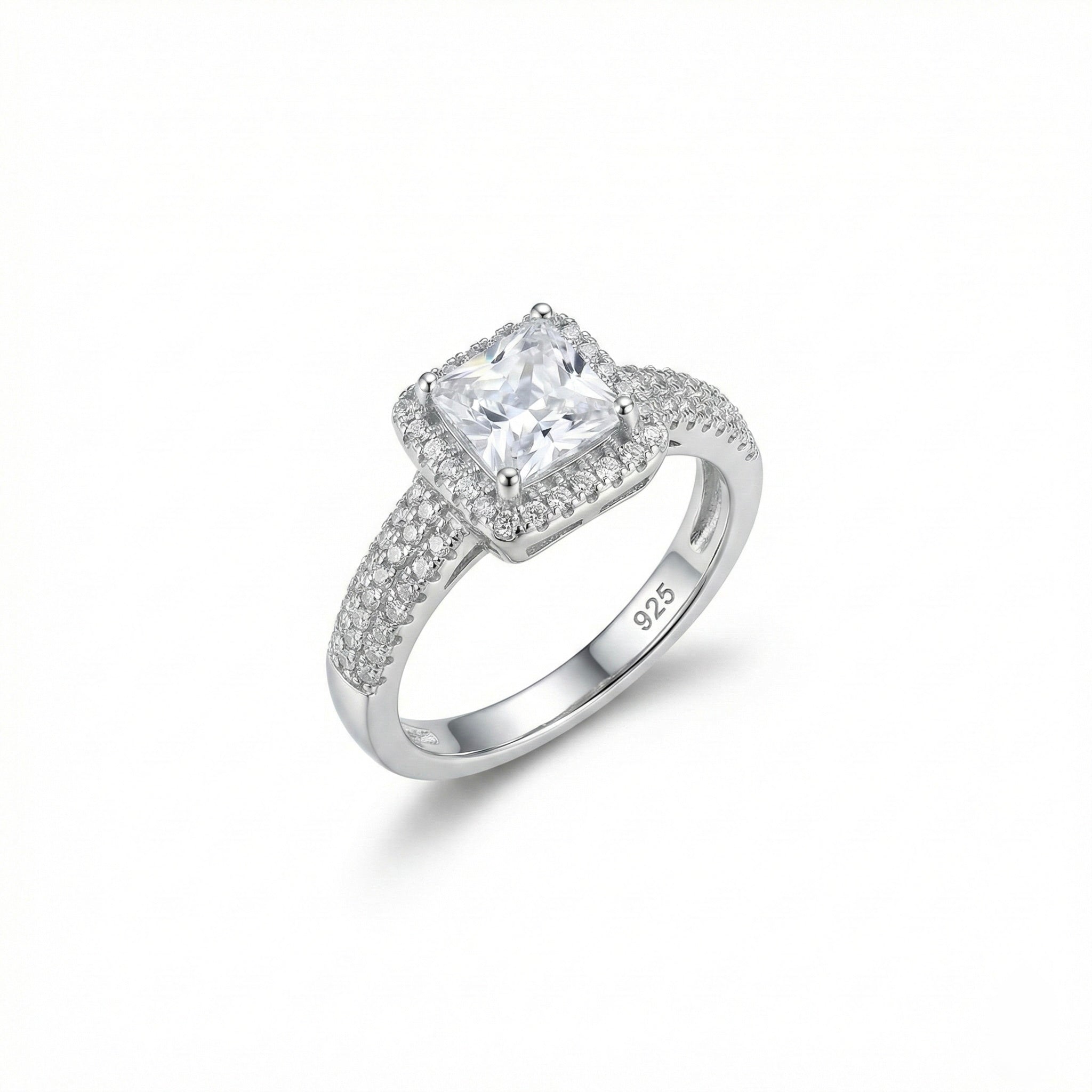 Princess Cut Halo Adjustable Ring