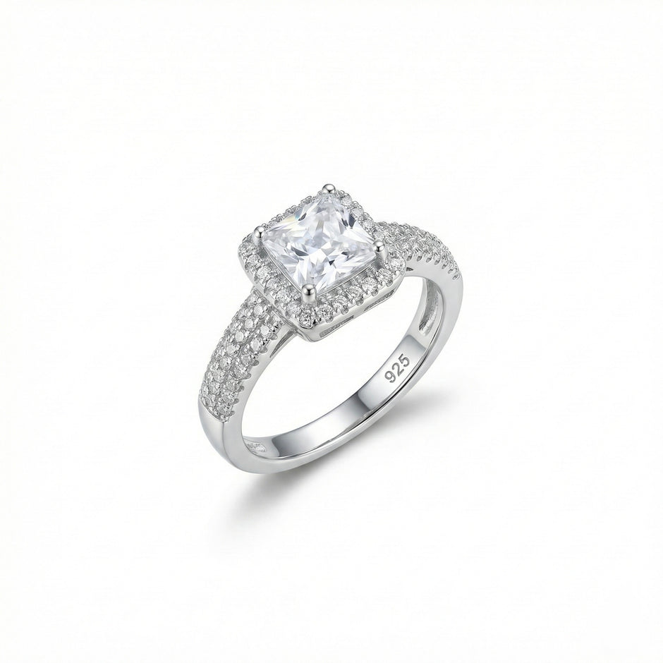 Princess Cut Halo Adjustable Ring