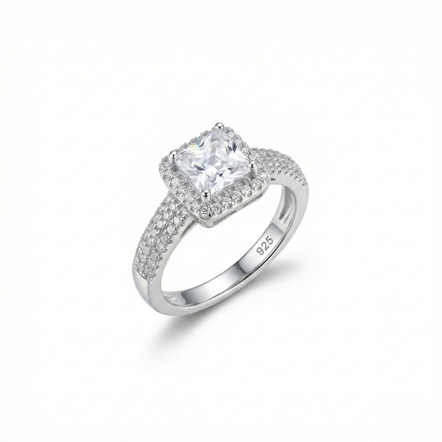 Princess Cut Halo Adjustable Ring