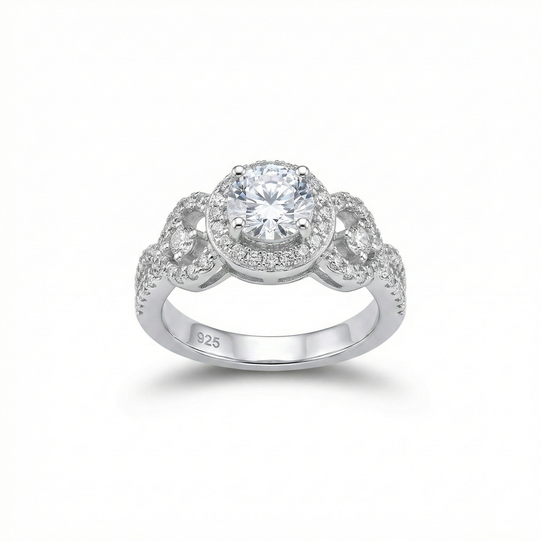 Triple Stone Halo Adjustable Ring
