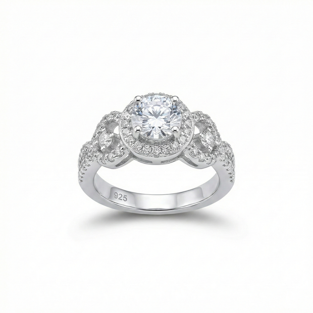 Triple Stone Halo Adjustable Ring