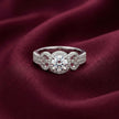 Triple Stone Halo Adjustable Ring