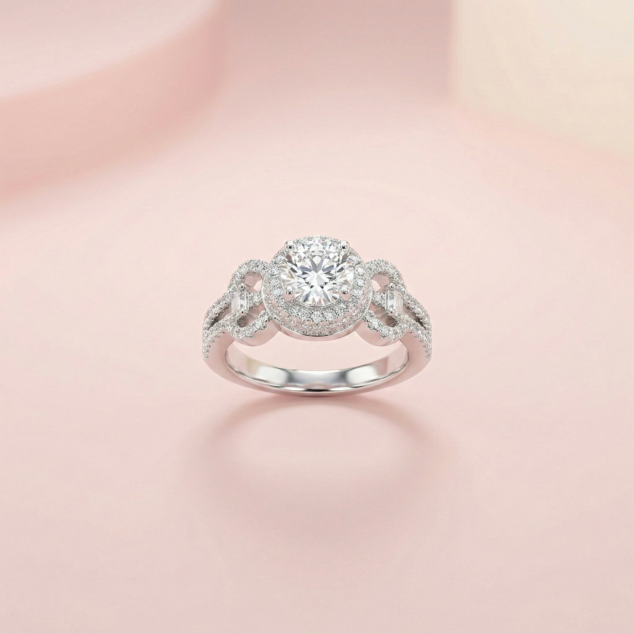 Triple Stone Halo Adjustable Ring