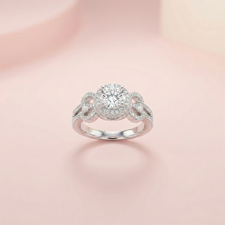 Triple Stone Halo Adjustable Ring