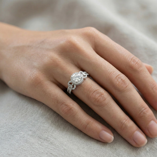 Triple Stone Halo Adjustable Ring