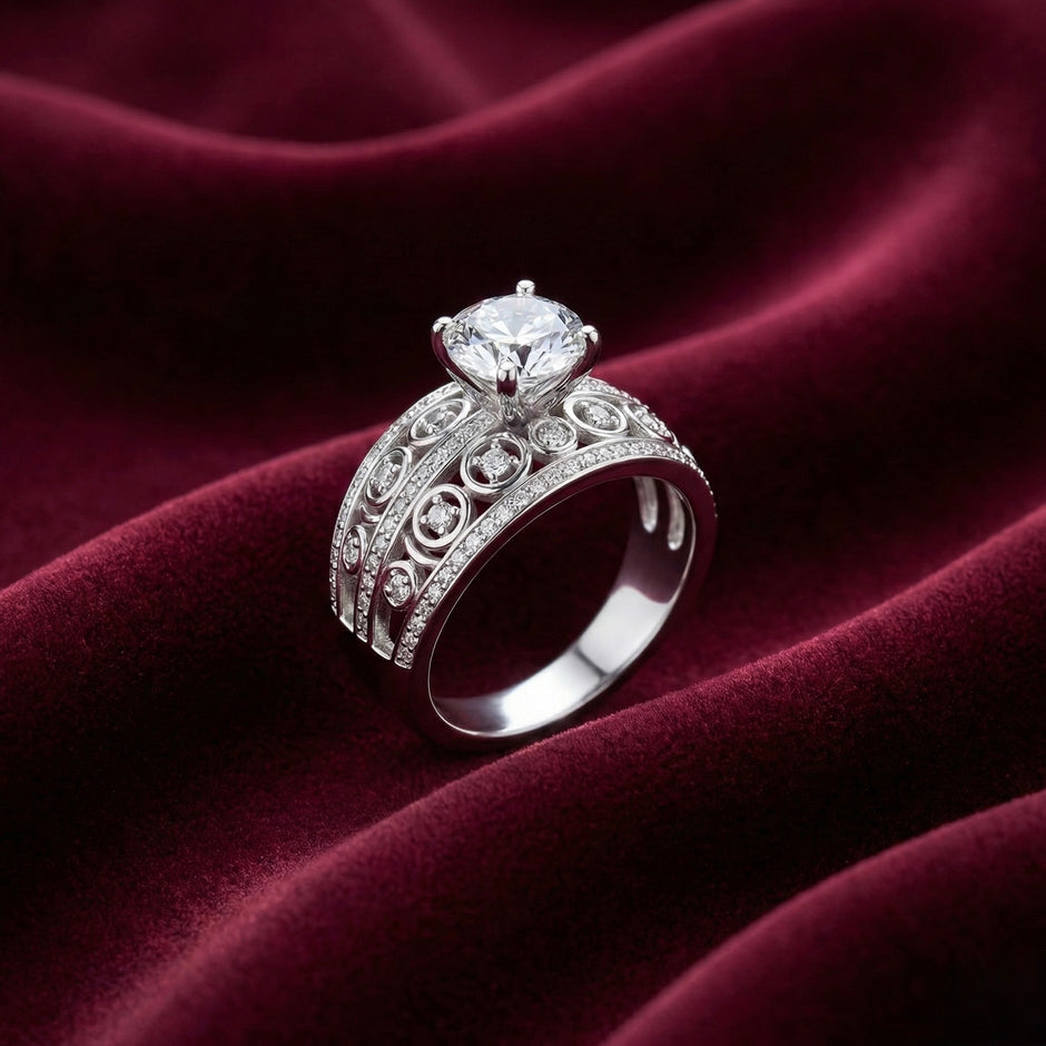 Vintage Style Adjustable Solitaire Ring