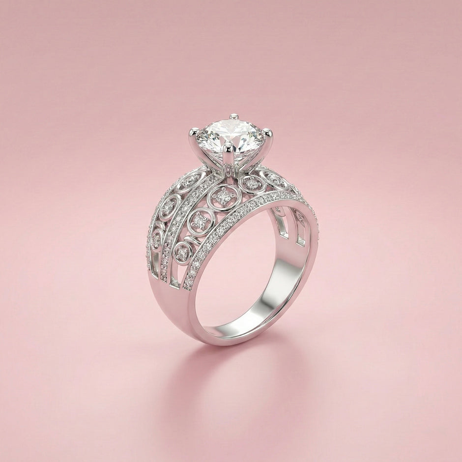Vintage Style Adjustable Solitaire Ring