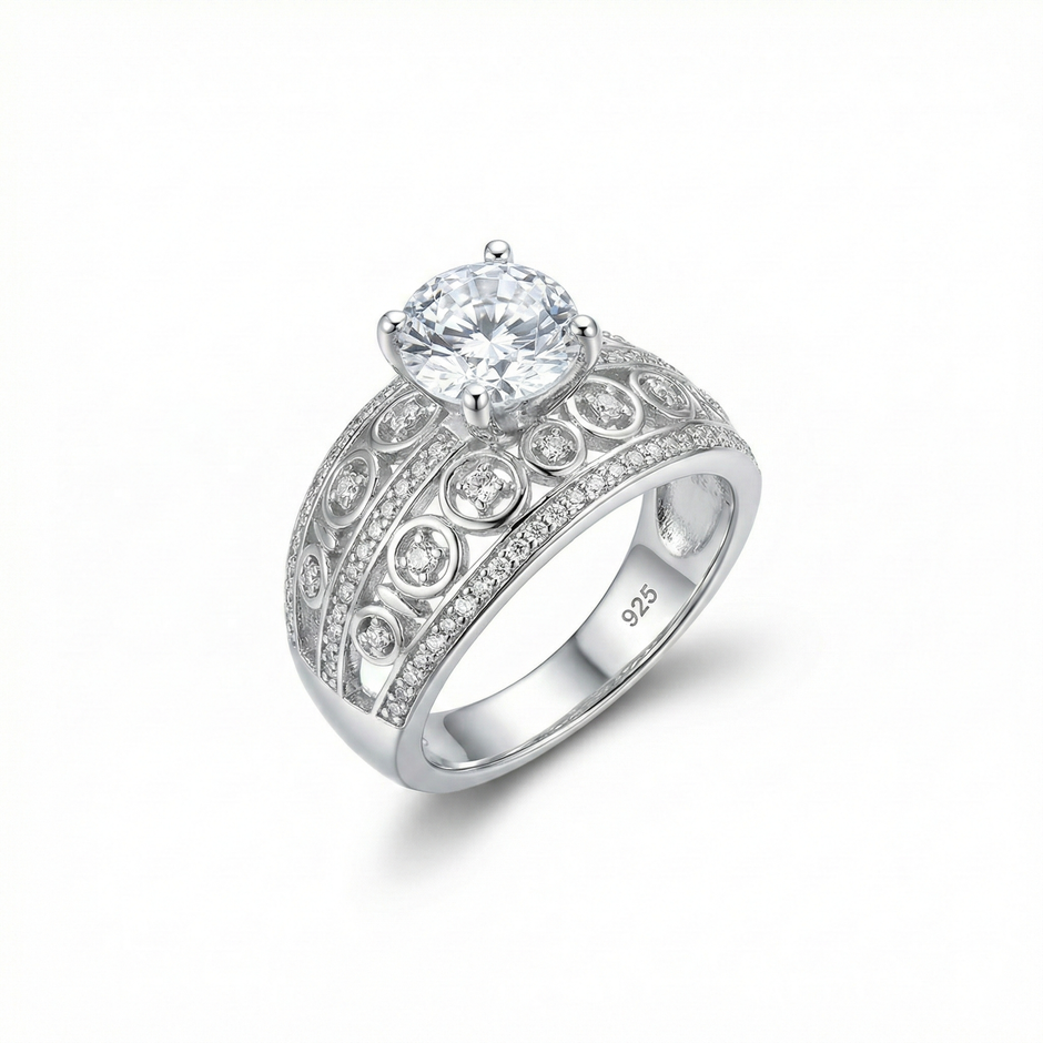 Vintage Style Adjustable Solitaire Ring