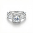 Square Halo Baguette Adjustable Ring