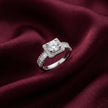 Square Halo Baguette Adjustable Ring