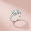 Square Halo Baguette Adjustable Ring