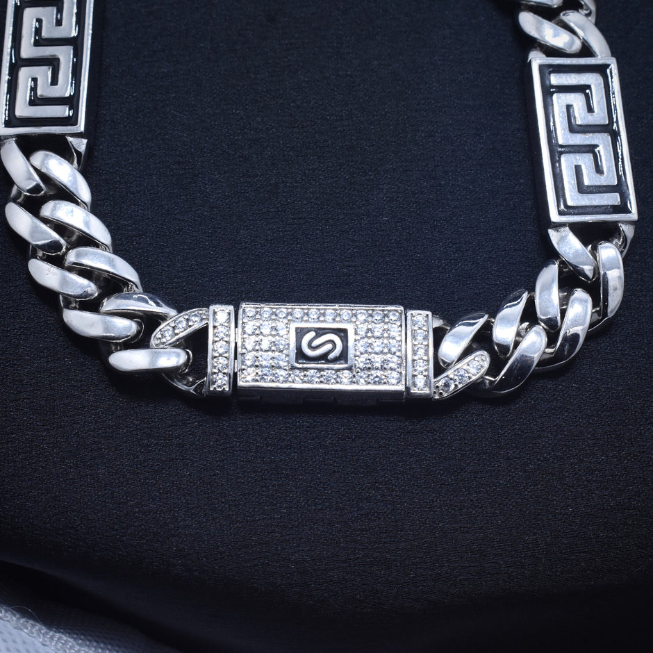 Greek Border Silver Bracelet
