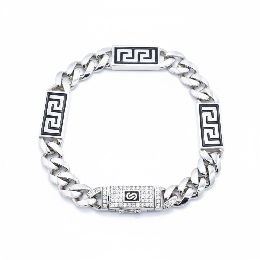 Greek Border Silver Bracelet