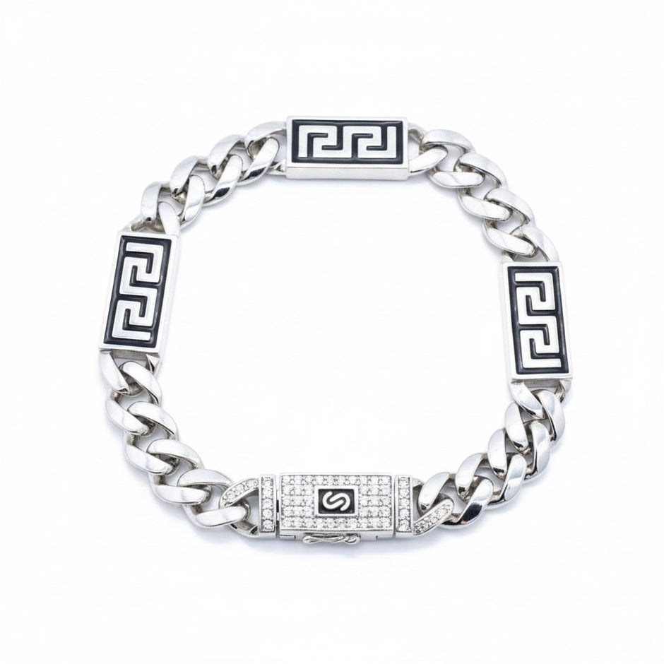 Greek Border Silver Bracelet