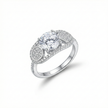 Triple Accent Oval Halo Adjustable Ring