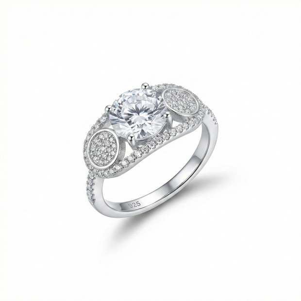 Triple Accent Oval Halo Adjustable Ring