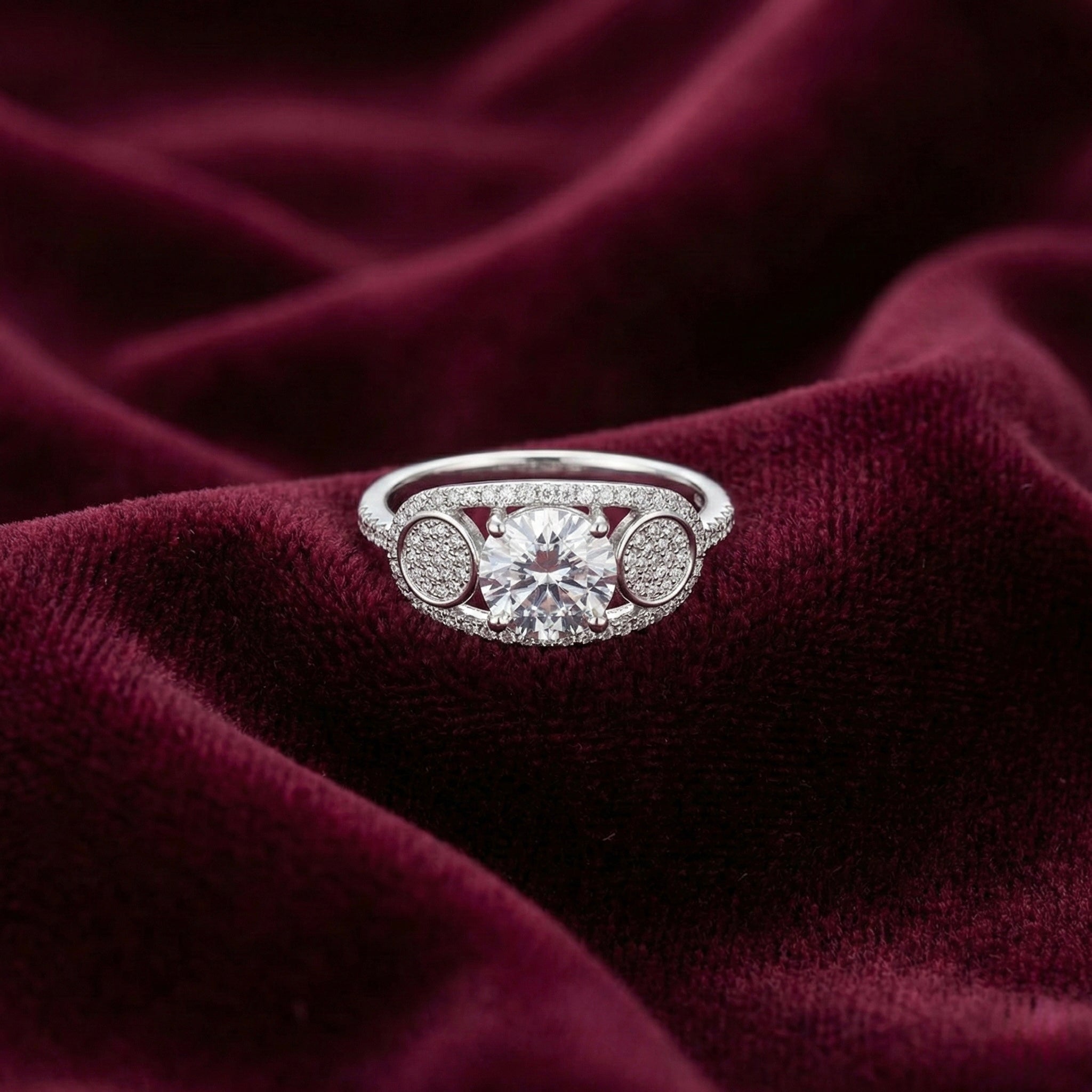 Triple Accent Oval Halo Adjustable Ring