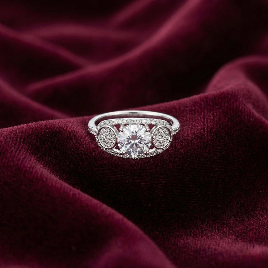 Triple Accent Oval Halo Adjustable Ring