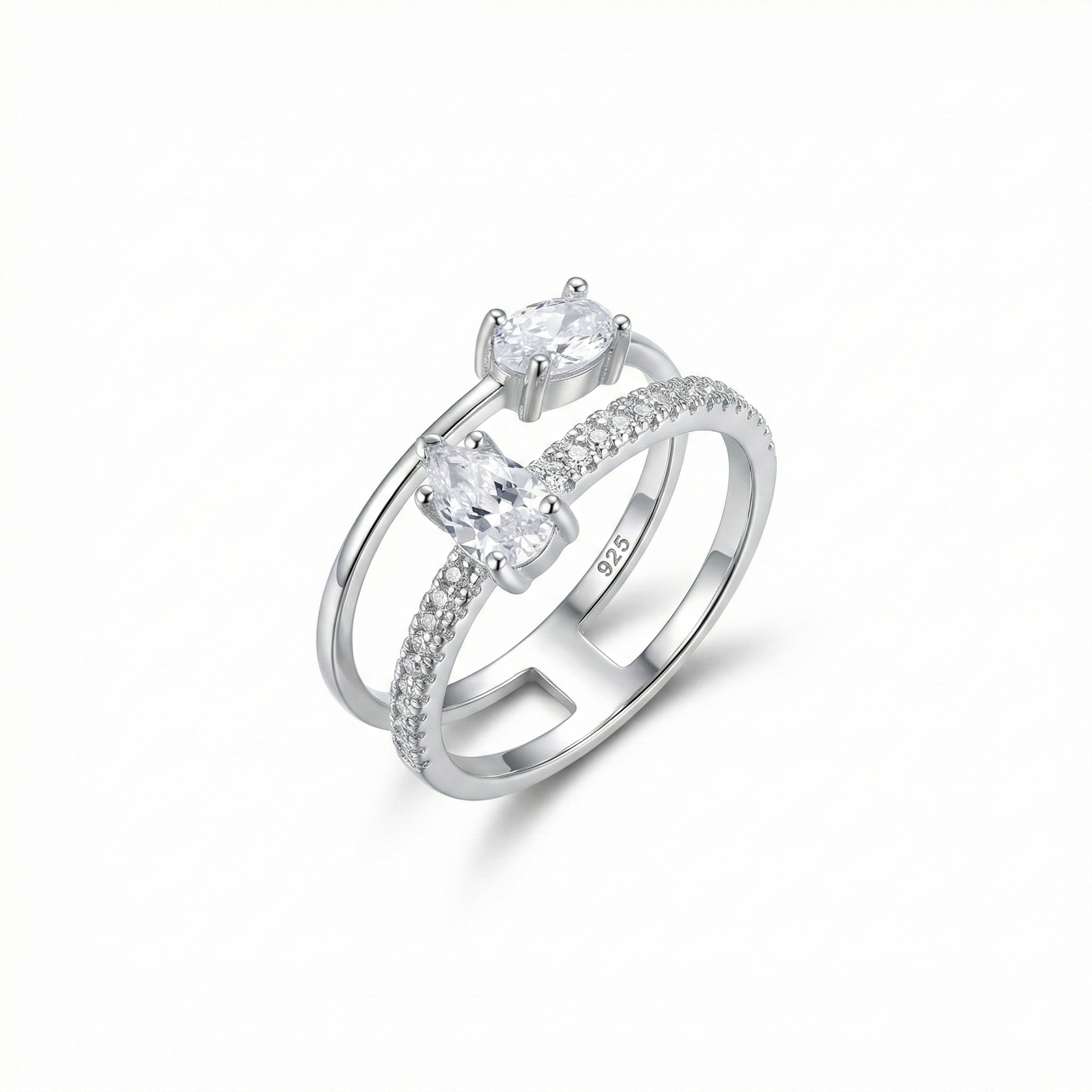 Open Double Stone Statement Ring