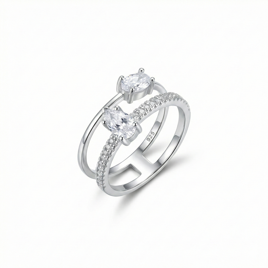 Open Double Stone Statement Ring