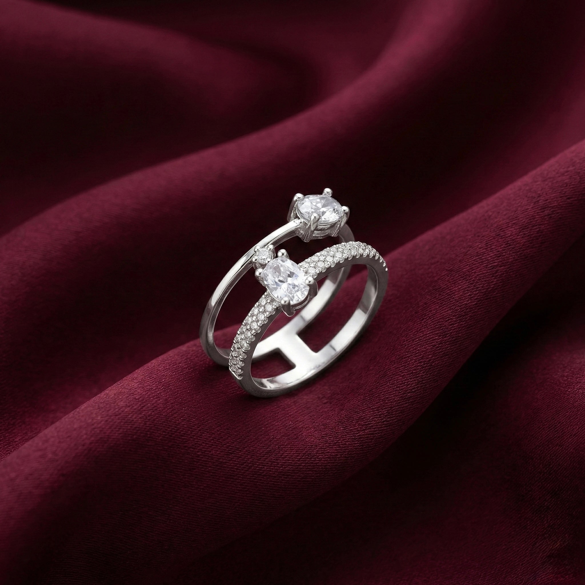 Open Double Stone Statement Ring