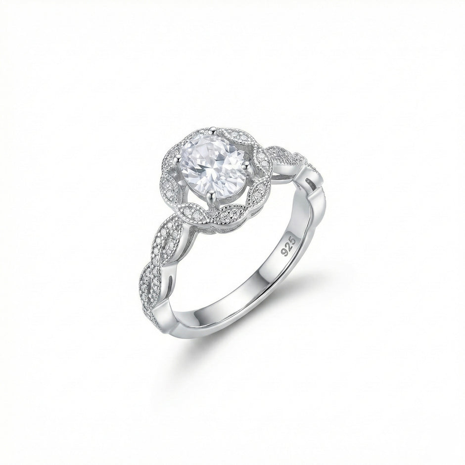 Vintage Floral Halo Statement Ring