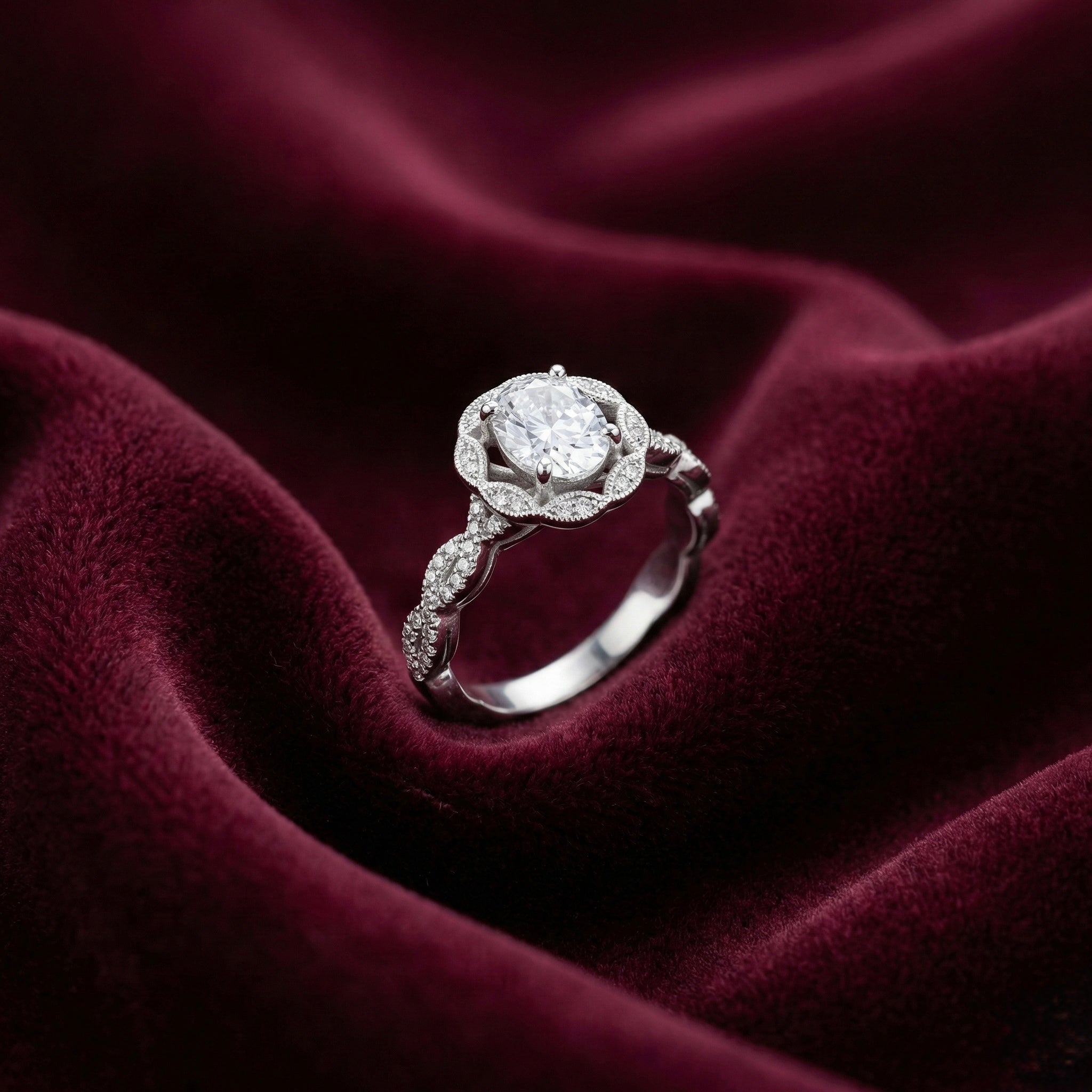Vintage Floral Halo Statement Ring