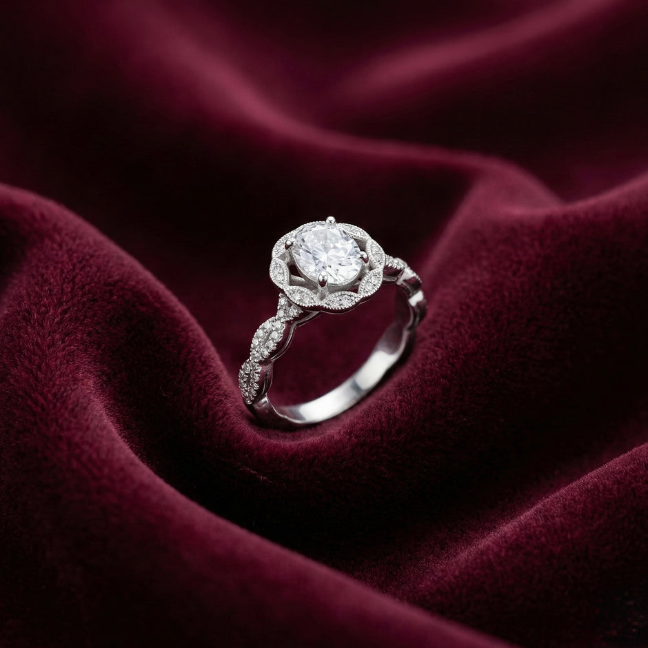 Vintage Floral Halo Statement Ring