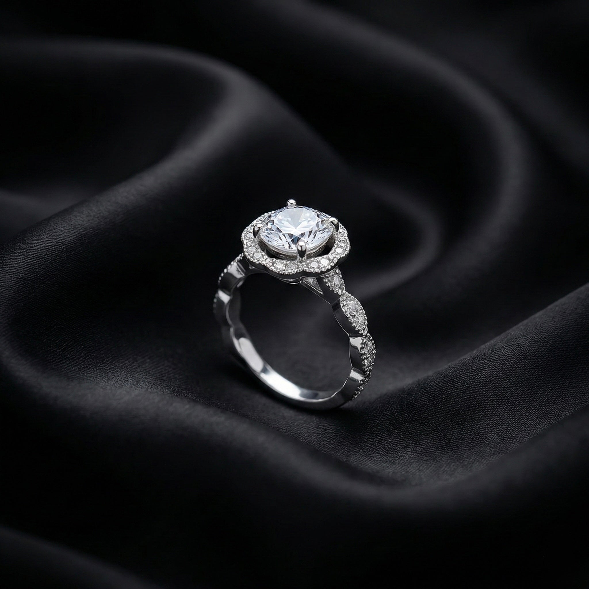 Vintage Floral Halo Statement Ring