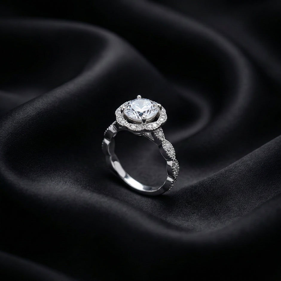 Vintage Floral Halo Statement Ring