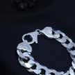 Dual Finish Curb Silver Bracelet