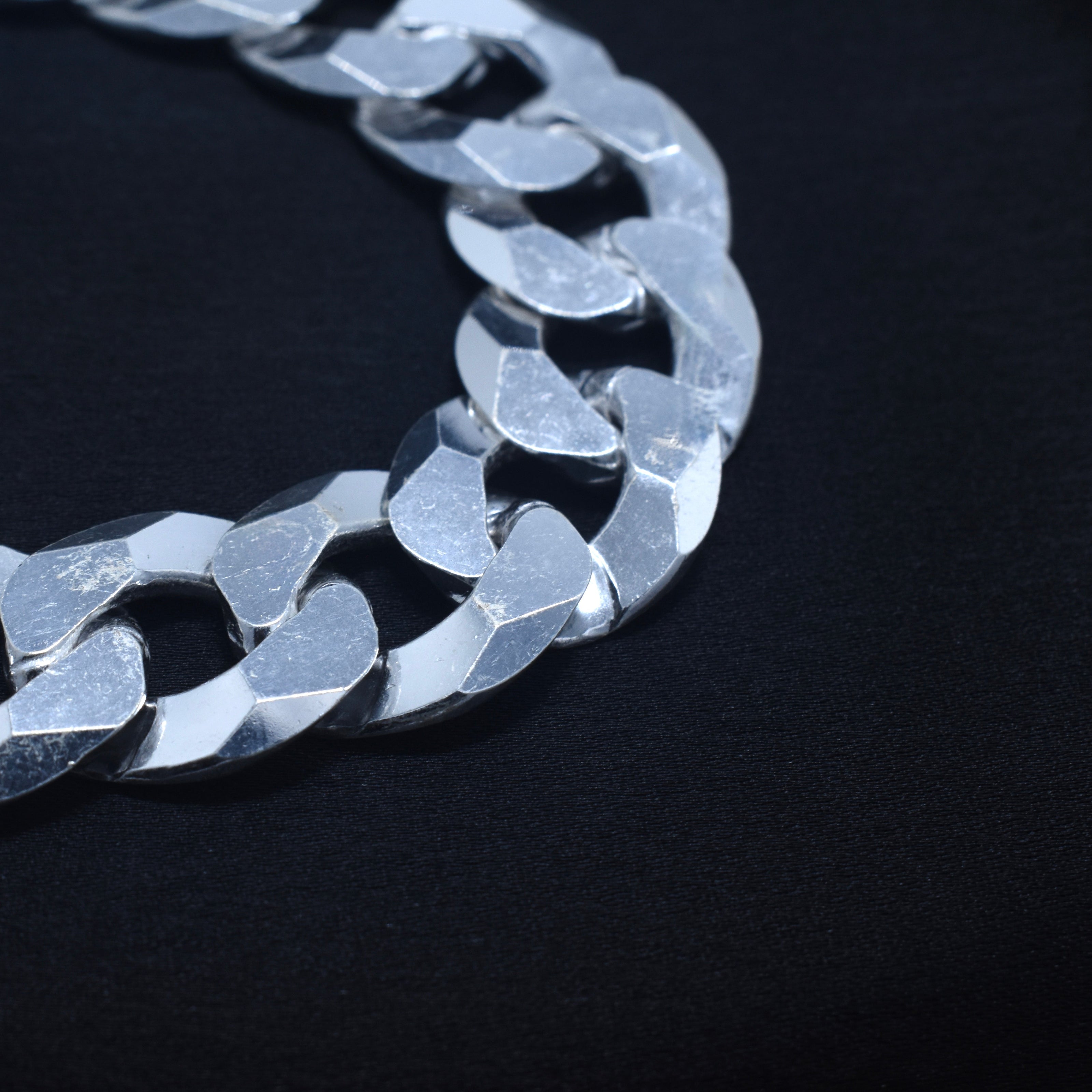 Dual Finish Curb Silver Bracelet
