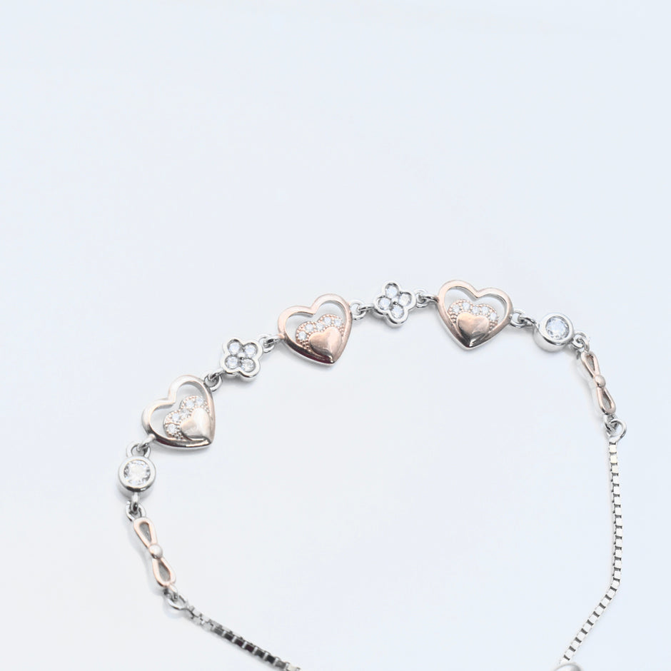 Heart Charm Silver Bracelet
