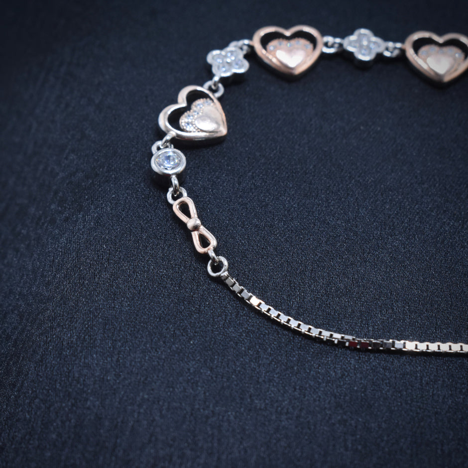 Heart Charm Silver Bracelet
