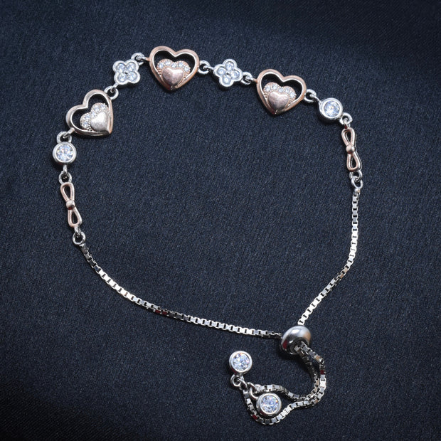 Heart Charm Silver Bracelet