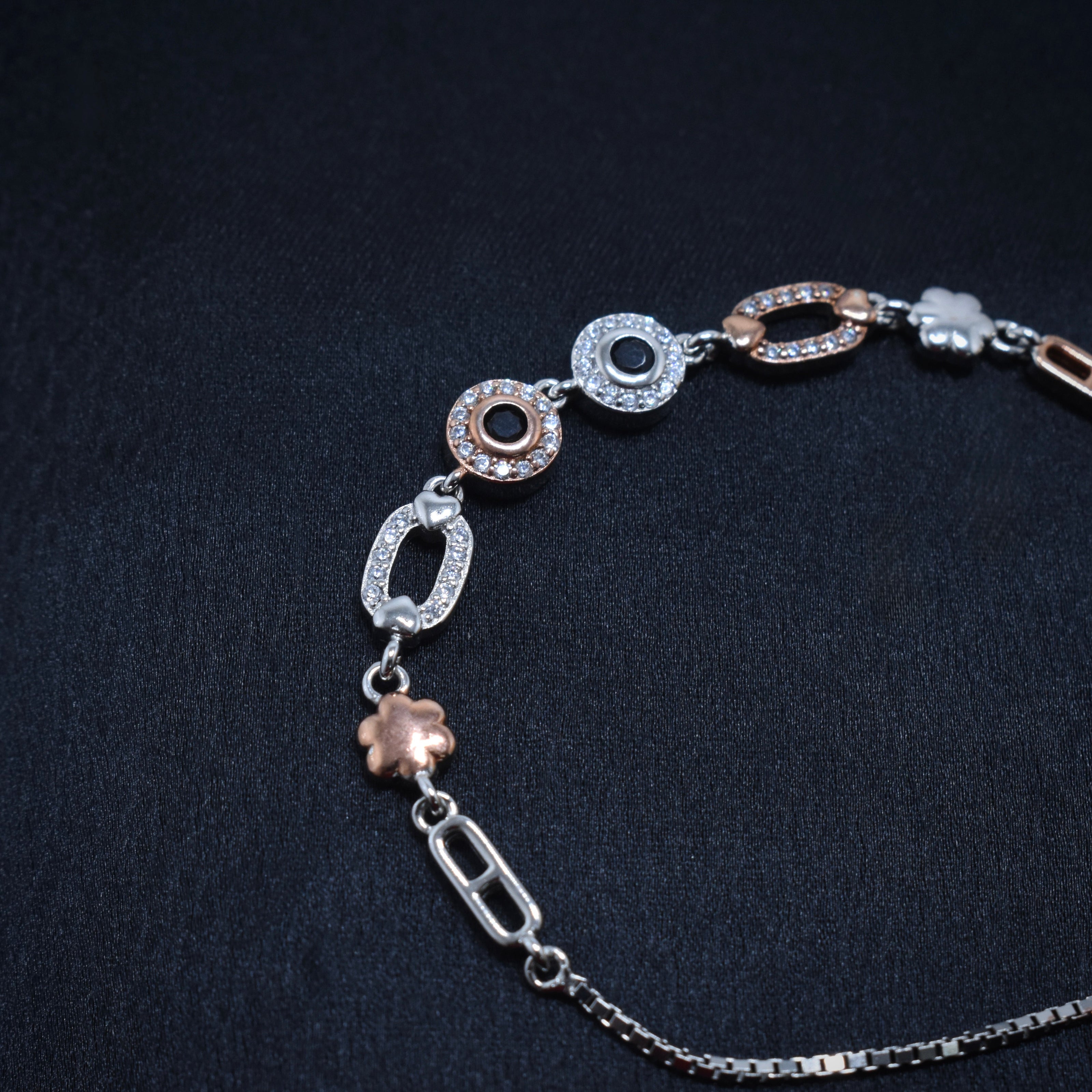 Abstract Floral Silver Bracelet