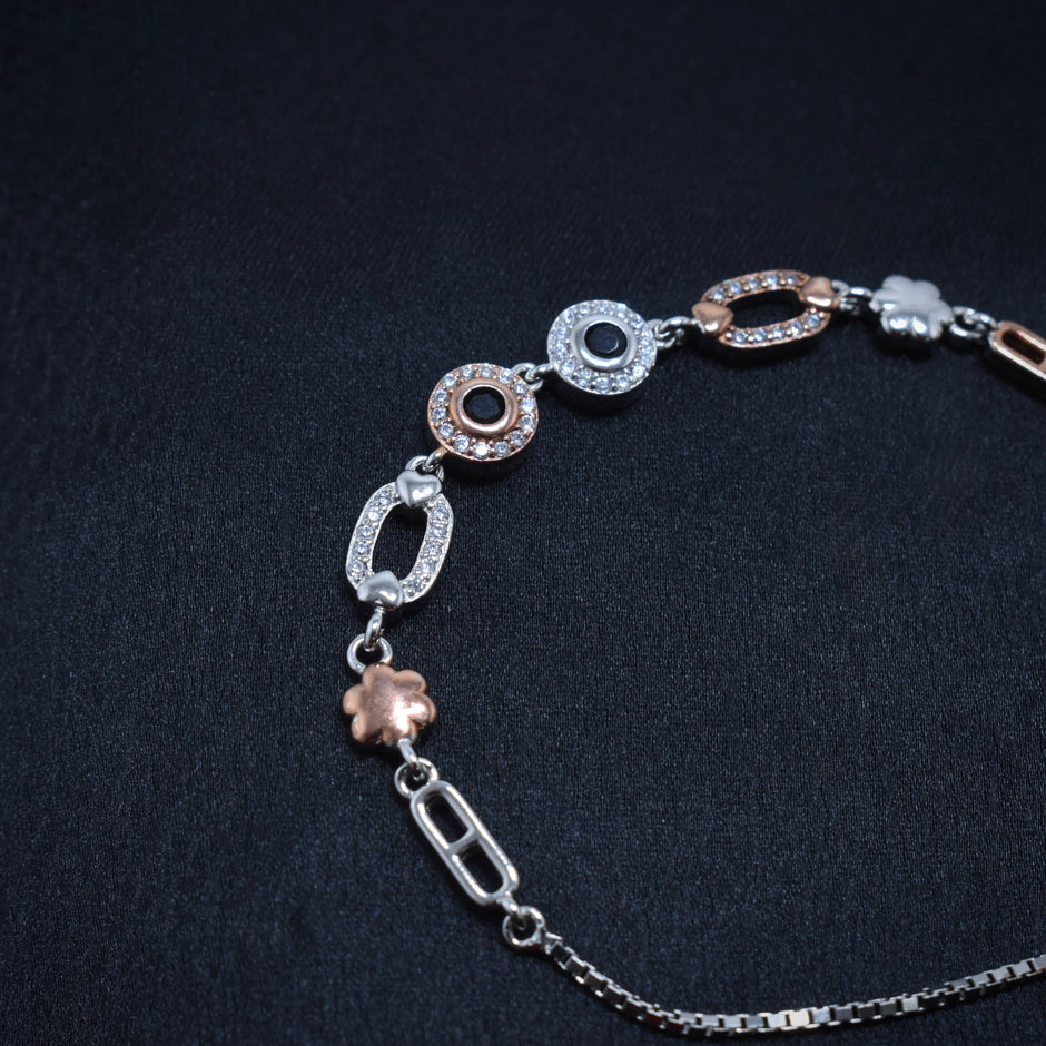 Abstract Floral Silver Bracelet