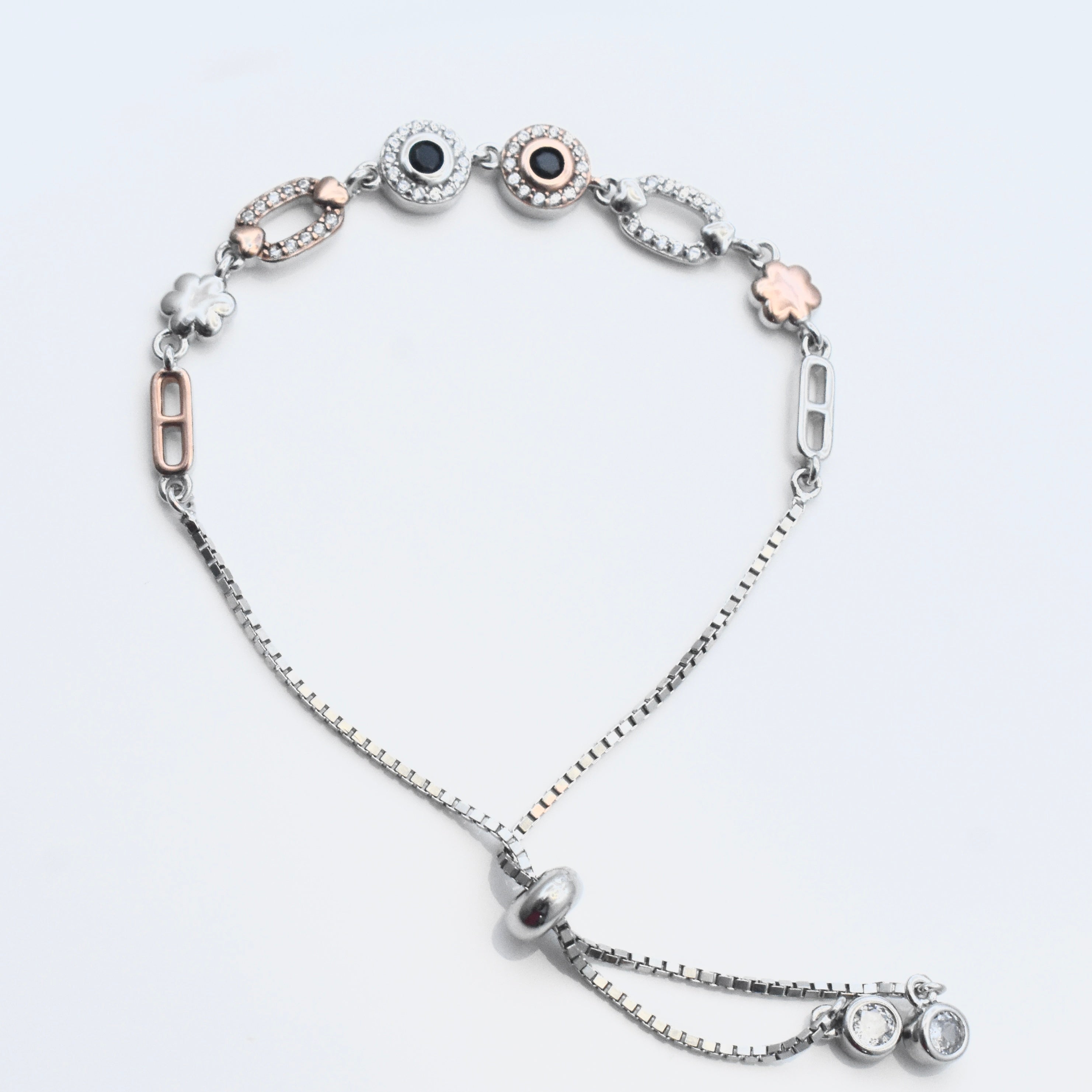 Abstract Floral Silver Bracelet