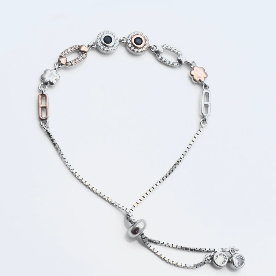 Abstract Floral Silver Bracelet