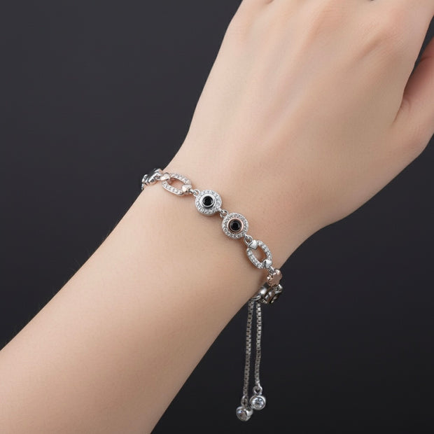 Dual-Tone Mixed Charm Evil Eye Slider Bracelet
