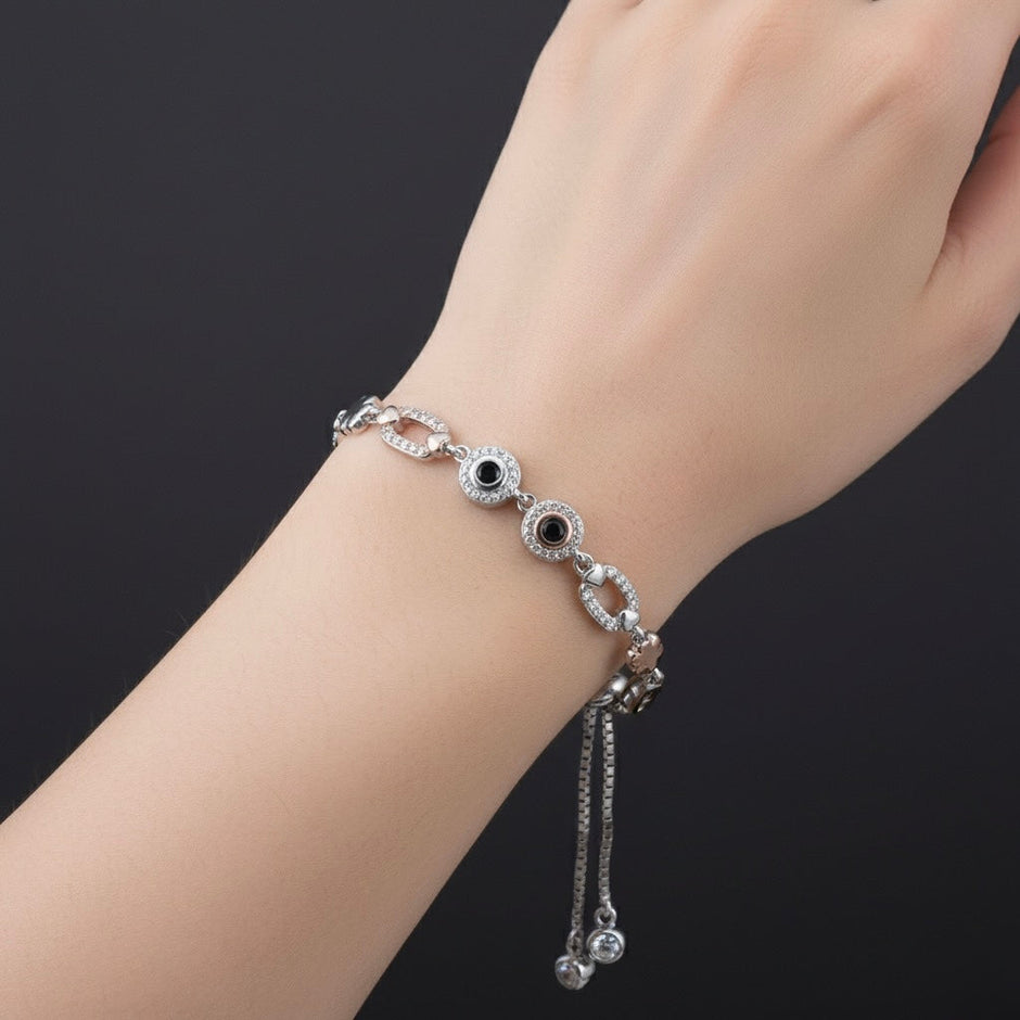 Abstract Floral Silver Bracelet
