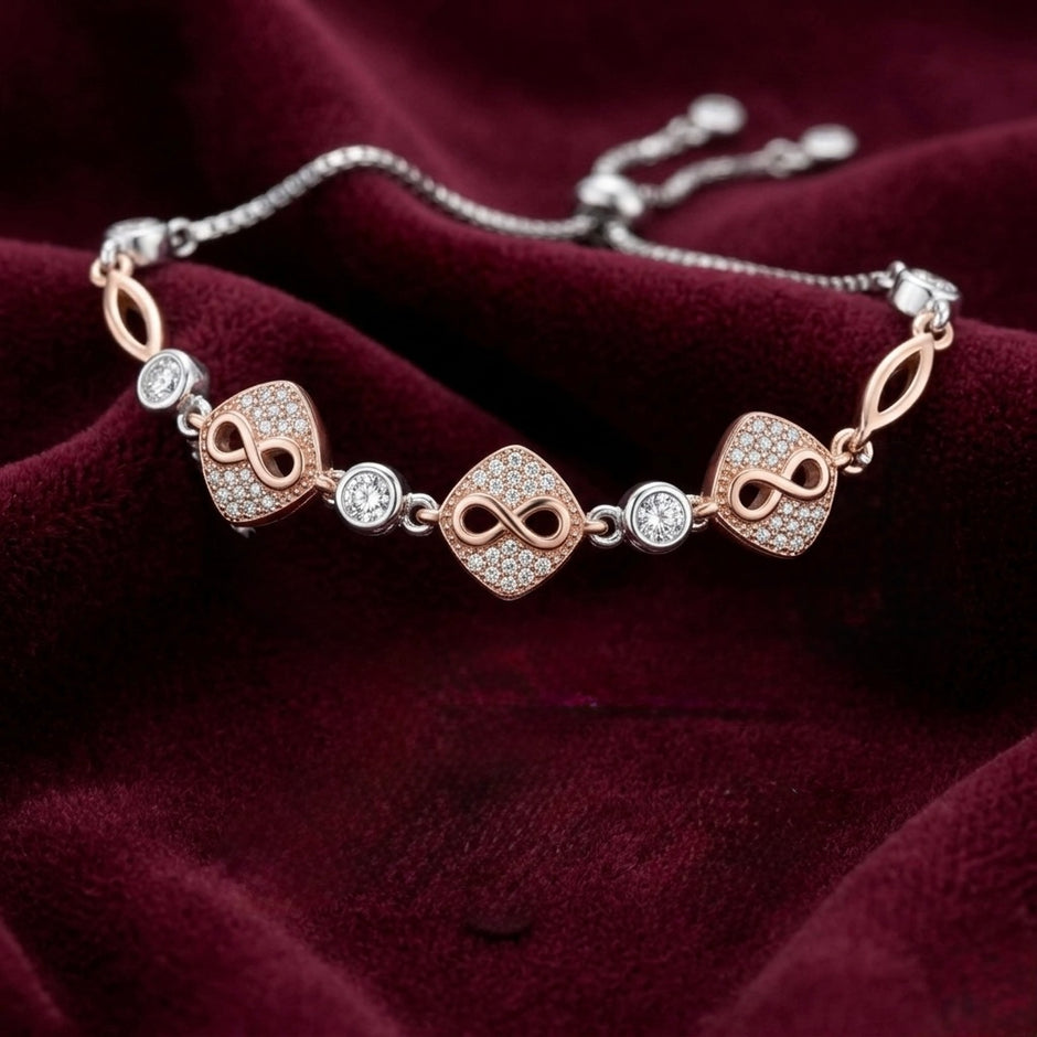Rose Gold Infinity Charm Slider Bracelet