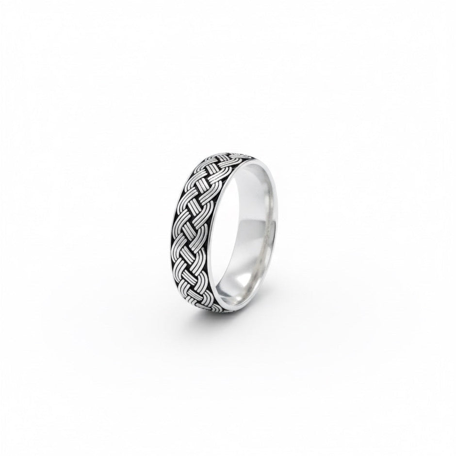 Antique Interwoven Braid Pattern Silver Band