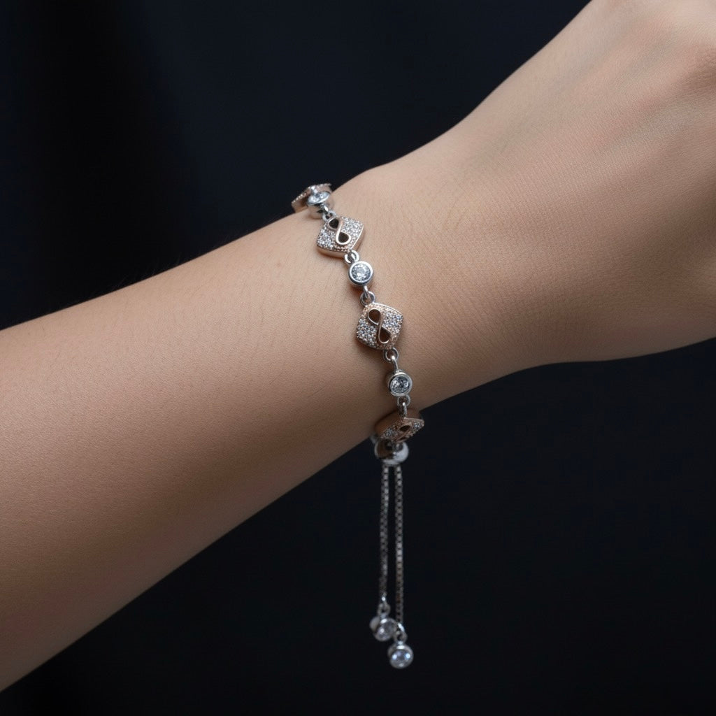 Rose Gold Infinity Charm Slider Bracelet