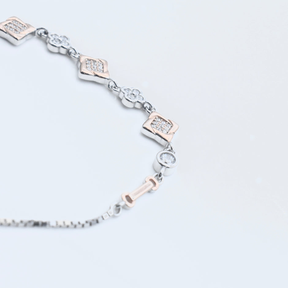 Diamond Tile Silver Bracelet