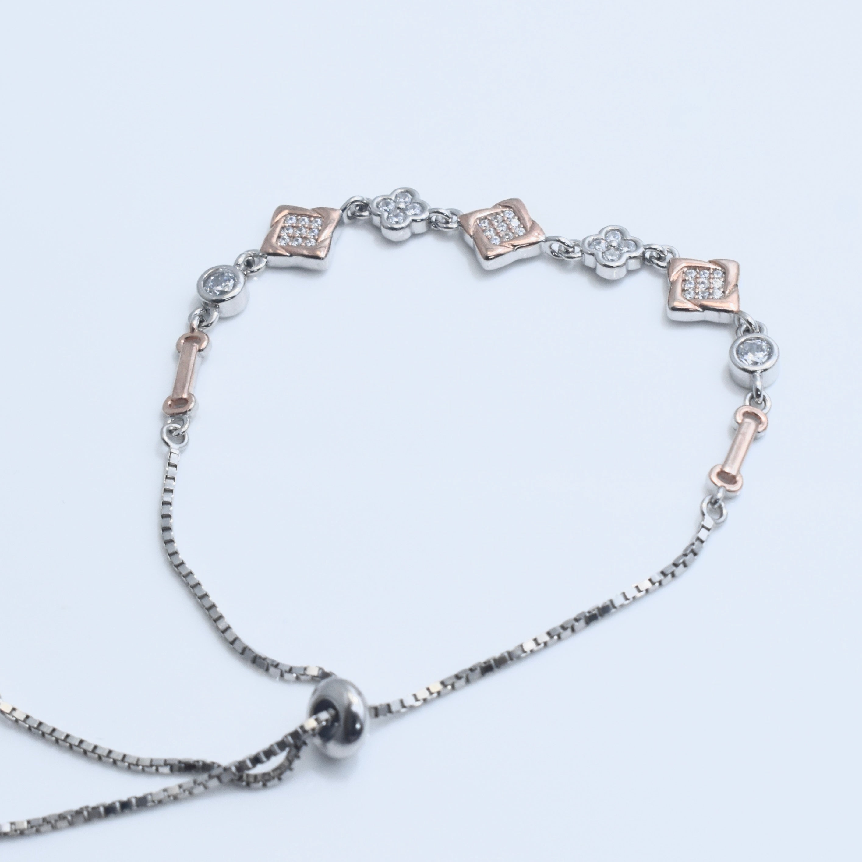Diamond Tile Silver Bracelet