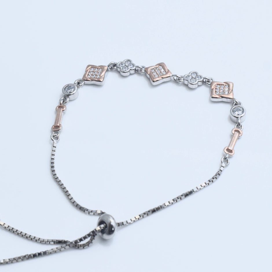 Diamond Tile Silver Bracelet