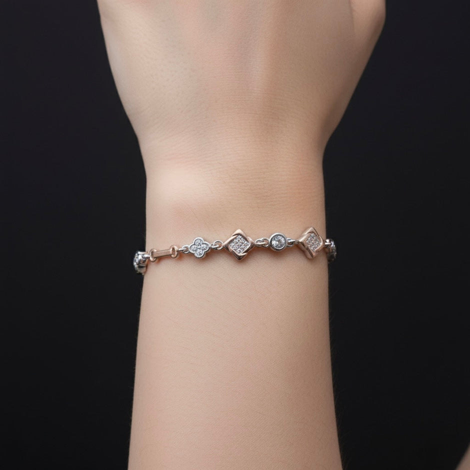 Diamond Tile Silver Bracelet