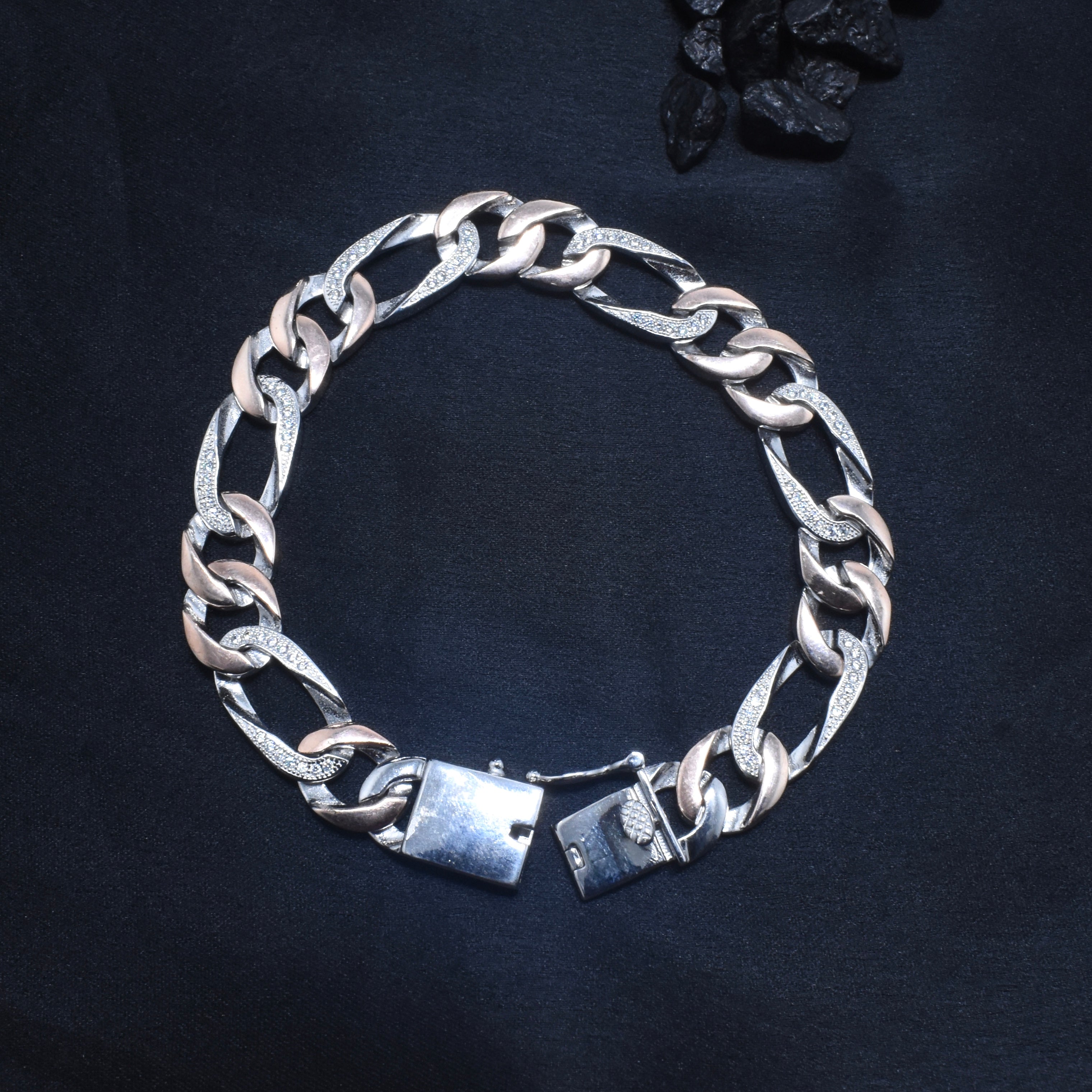 Two-Tone Cuban Link Silver Bracelet