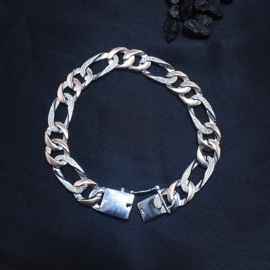 Two-Tone Cuban Link Silver Bracelet